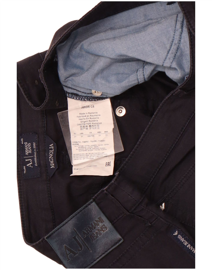 ARMANI Damen Magnolia Straight Freizeithose W31 L28 Marineblaue Baumwolle