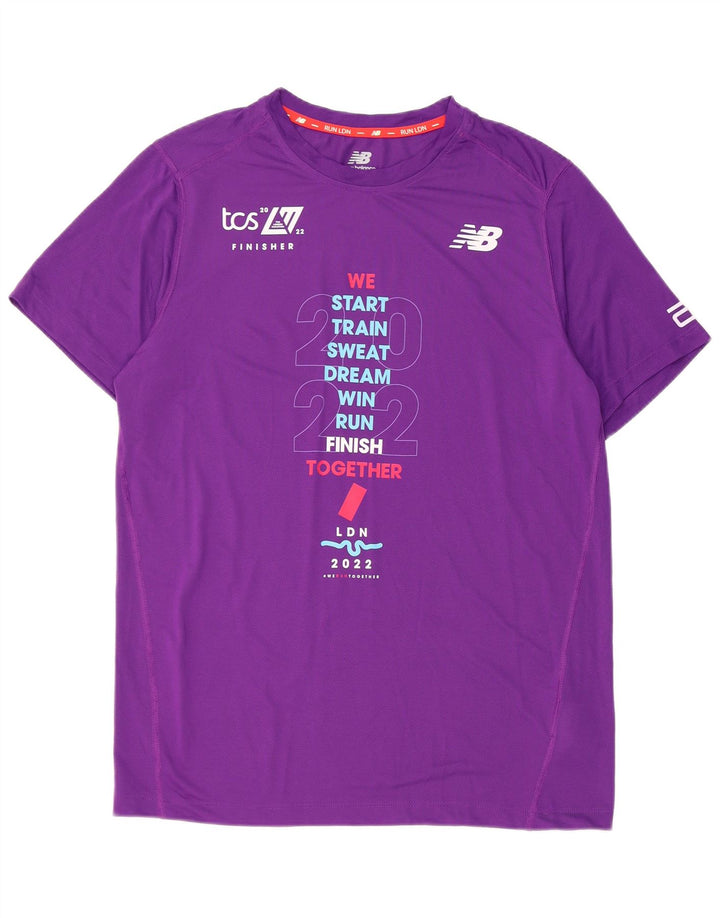 New Balance Herren Grafik-T-Shirt-Oberteil aus mittelviolettem Polyester