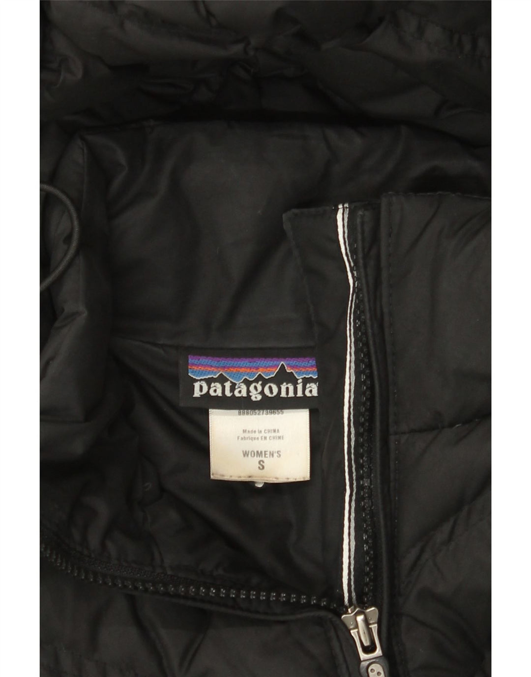 Patagonia Wattierter Damenmantel mit Kapuze, UK 10, Größe S, Schwarz, Polyester