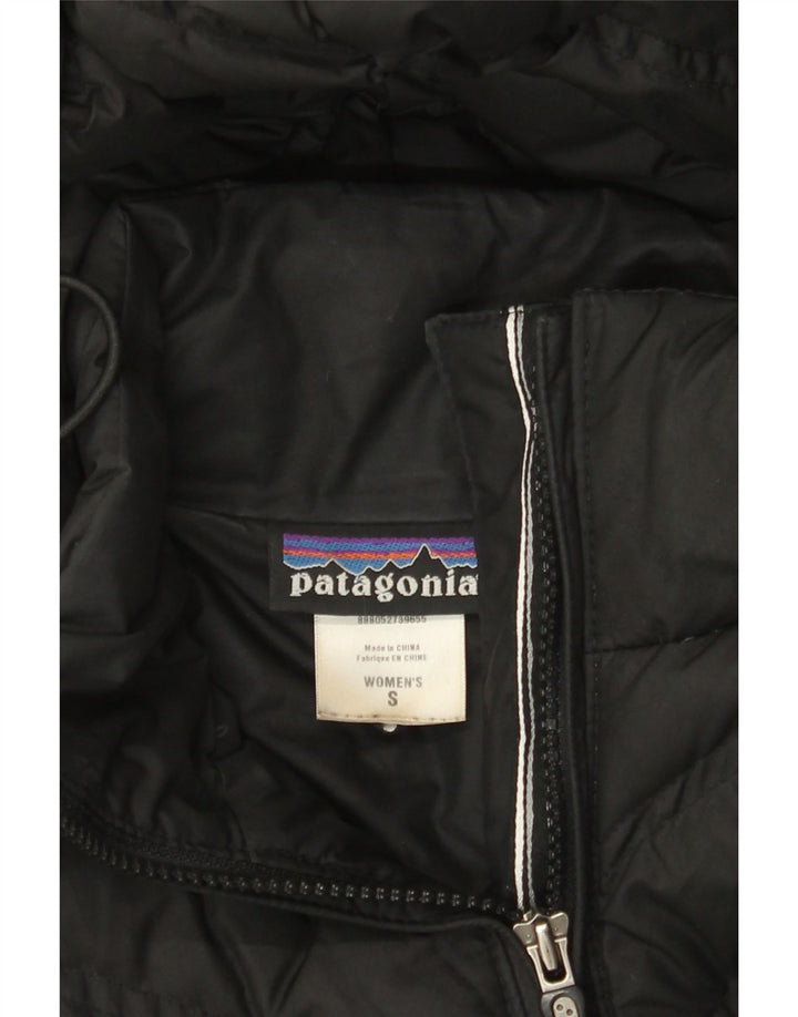 Patagonia Wattierter Damenmantel mit Kapuze, UK 10, Größe S, Schwarz, Polyester