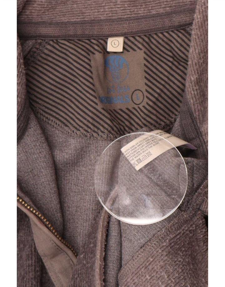 Fat Face Herren-Sweatshirt mit Reißverschluss am Hals, groß, graue Blockfarben-Baumwolle