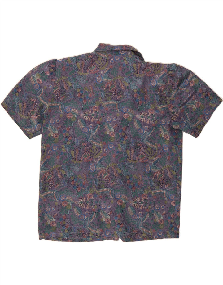 VINTAGE Womens Abstract Pattern Short Sleeve Shirt UK 16 Large Purple Vintage Vintage and Second-Hand Vintage from Messina Hembry 