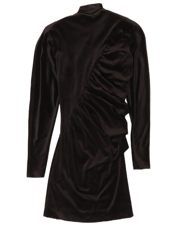 Genny Damen-Langarm-Bodycon-Kleid aus Samt, UK-Größe 44, Mittelschwarz, Acetat