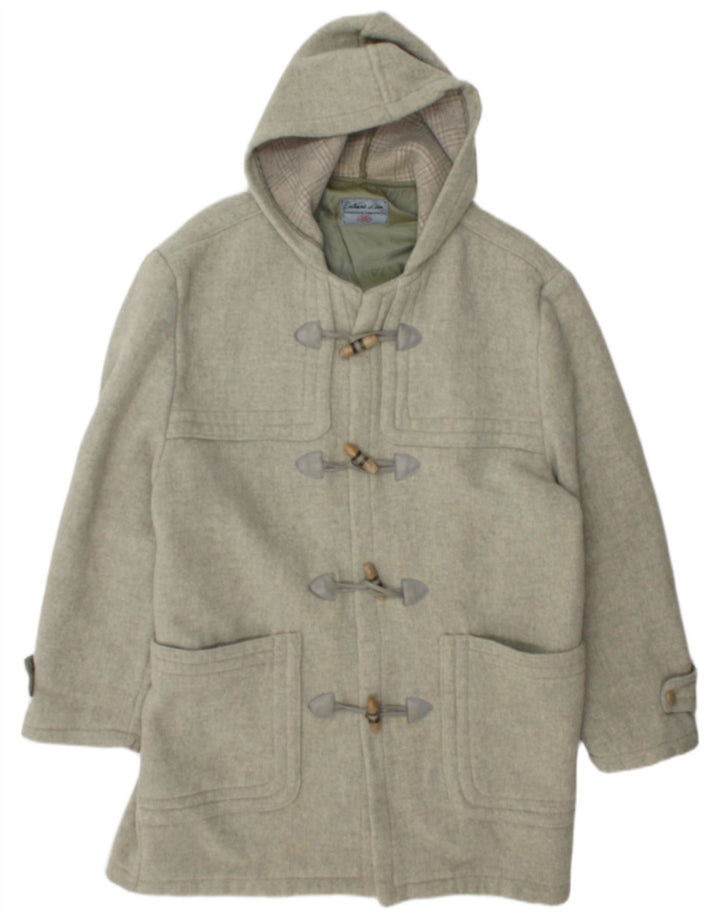 Zip Herren Dufflecoat mit Kapuze UK 42 XL Khaki Wolle