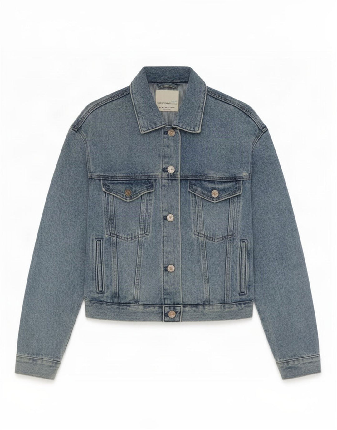 Zara Damen Crop Jeansjacke UK 6 XS Blaue Baumwolle