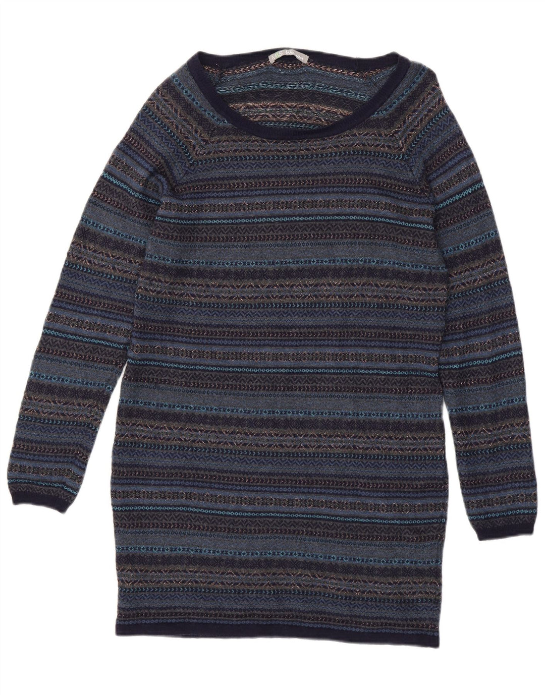 Marks & Spencer Damen Pulloverkleid UK 14 Mittel Marineblau Fair Isle