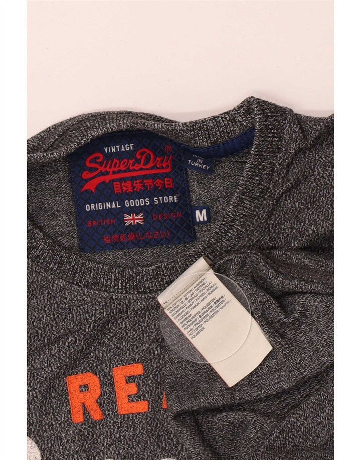 Superdry Herren Grafik-T-Shirt-Oberteil aus mittelgrau gesprenkelter Baumwolle