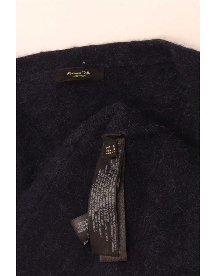 Massimo Dutti Damen Strickjacke Pullover UK 10 Small Marineblau Polyamid