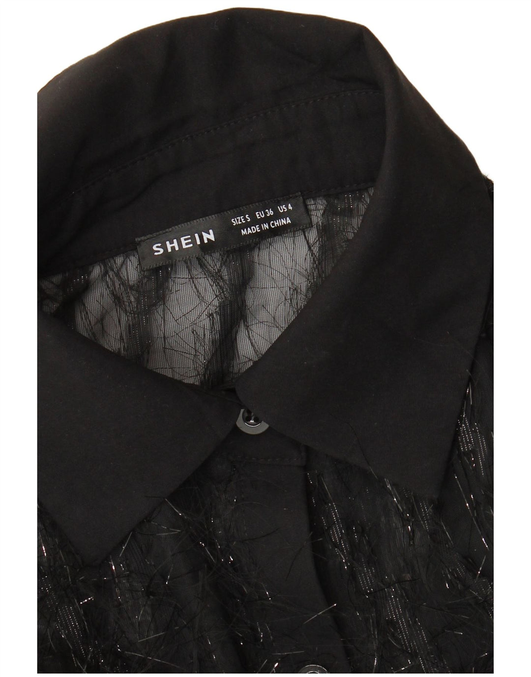 Durchsichtige, übergroße Hemdbluse für Damen von Shein, Gr. 10, Größe S, Schwarz