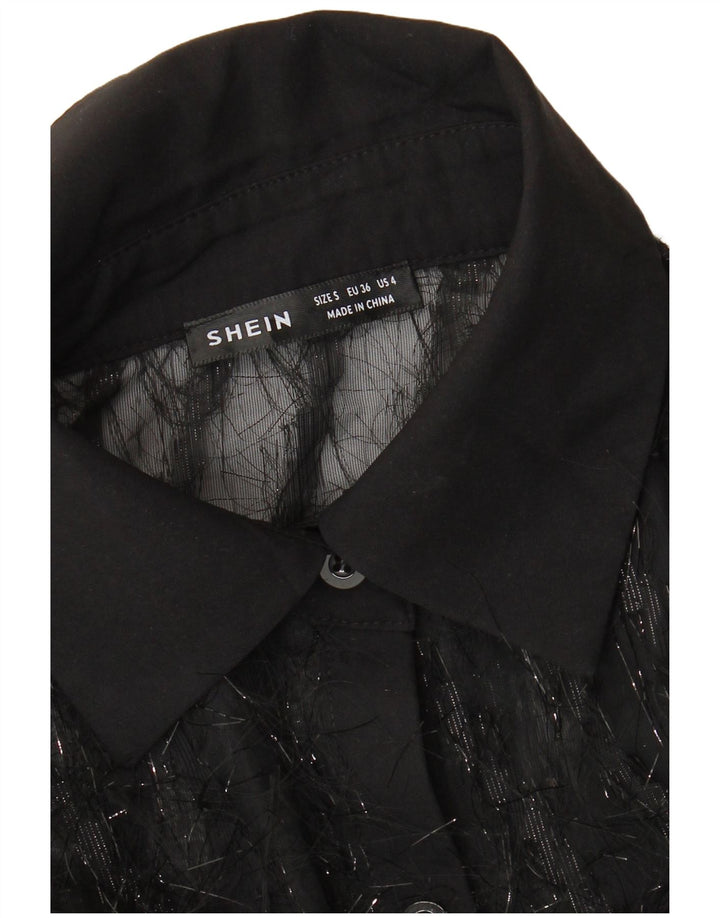 Durchsichtige, übergroße Hemdbluse für Damen von Shein, Gr. 10, Größe S, Schwarz