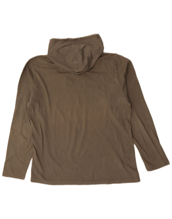 Champion Womens Graphic Hoodie Pullover UK 14 Medium Khaki Baumwolle