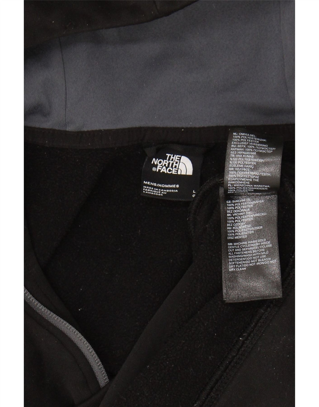 The North Face Herren-Kapuzenpullover mit Reißverschluss am Hals, groß, aus schwarzem Polyester