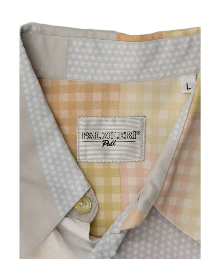 PAL ZILERI Herren-Kurzarmhemd, groß, mehrfarbig, Patchwork-Viskose