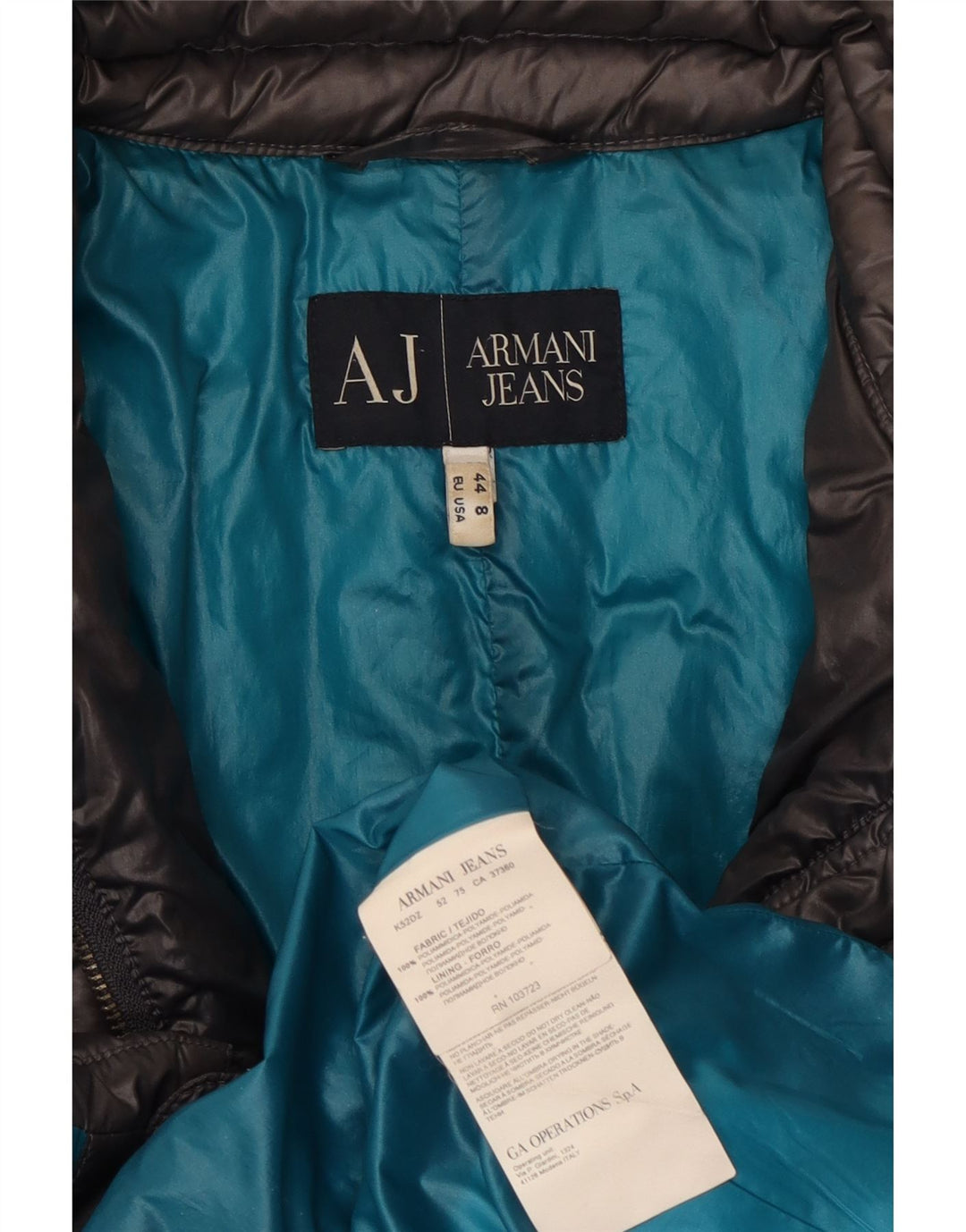 Armani Jeans Damen gepolsterter Mantel US 8 Mittelgraues Polyamid