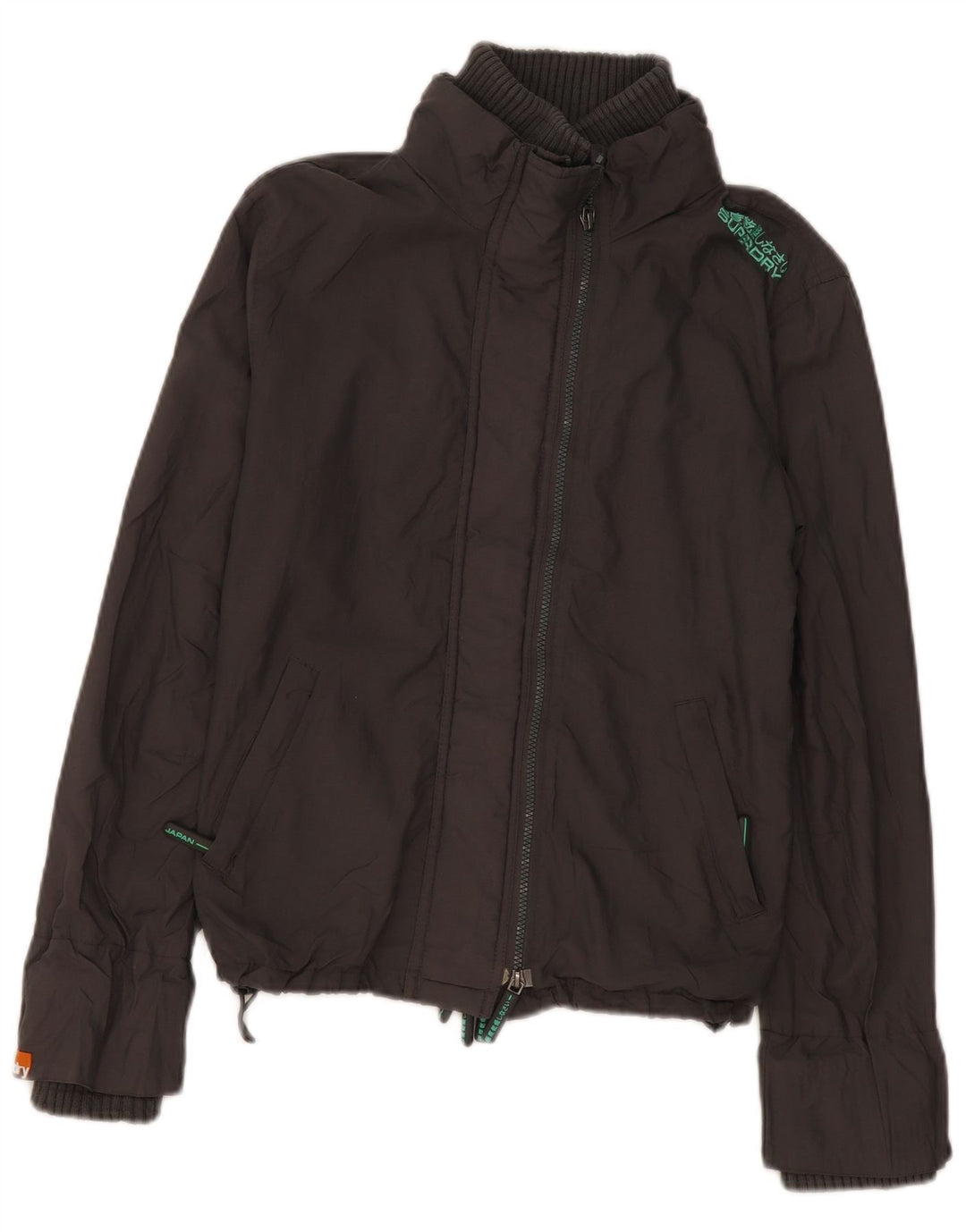 Superdry Damen Bomberjacke UK 16 Large Graues Nylon