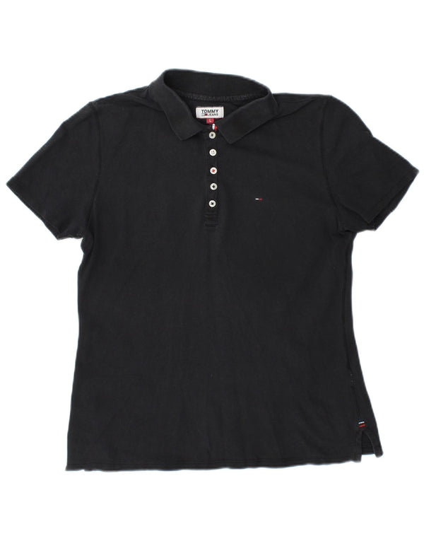 Tommy Hilfiger Damen Poloshirt UK 16 Large Grau Baumwolle