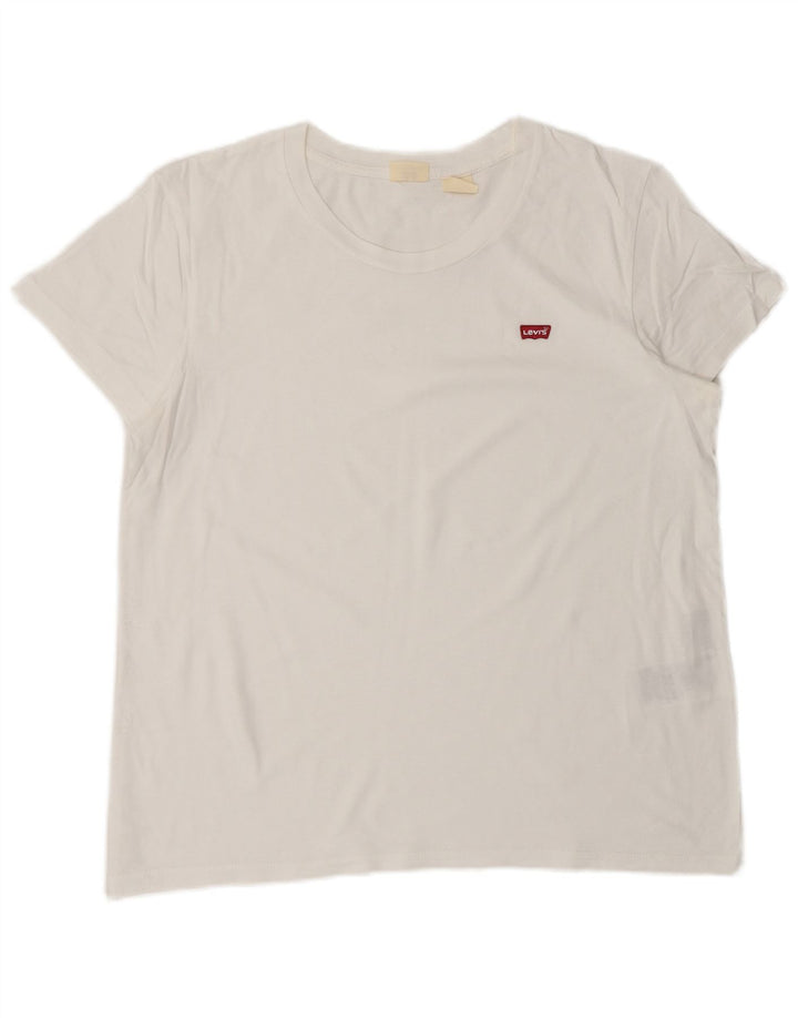 Levi's Damen T-Shirt Top UK 16 Large Weiße Baumwolle