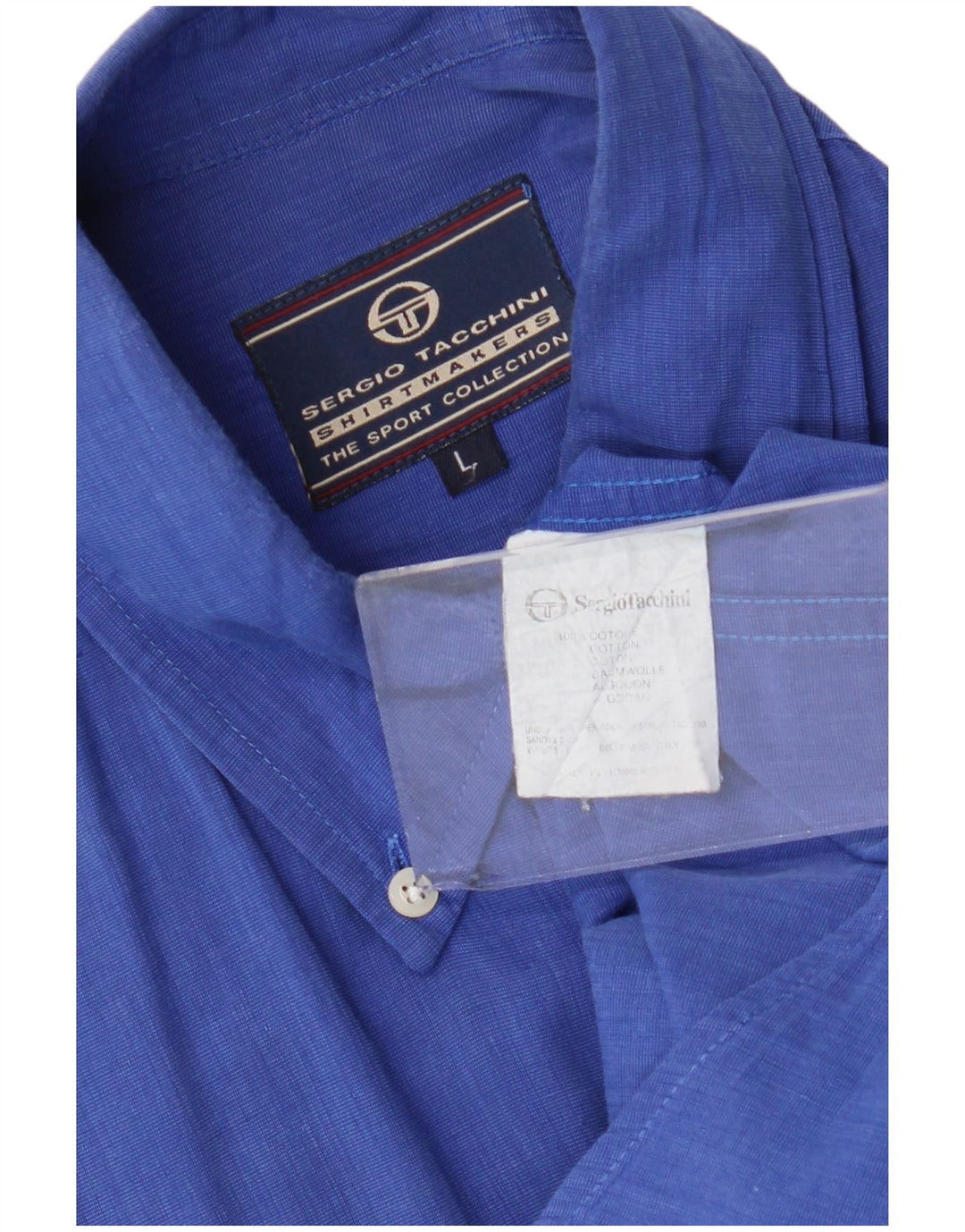 Sergio Tacchini Herren Kurzarmhemd Große blaue Baumwolle