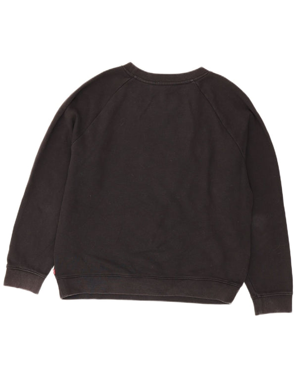 Levi's Damen Grafik-Sweatshirt-Pullover UK 16 Large Schwarz Baumwolle