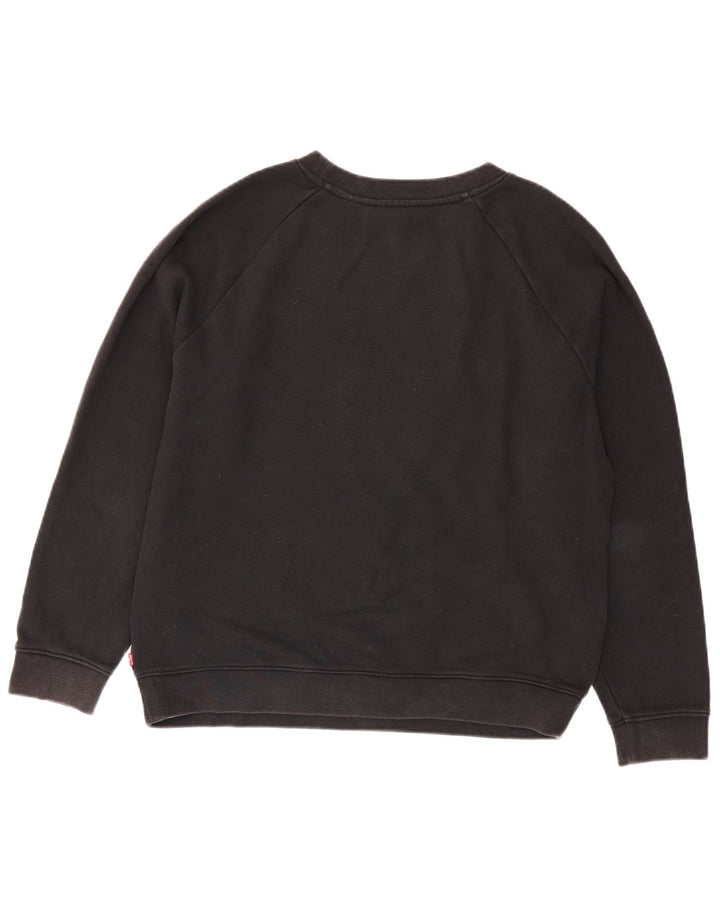 Levi's Damen Grafik-Sweatshirt-Pullover UK 16 Large Schwarz Baumwolle