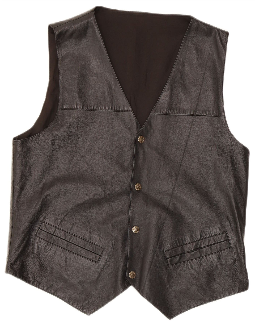 Vintage Herren Lederweste Medium Schwarz