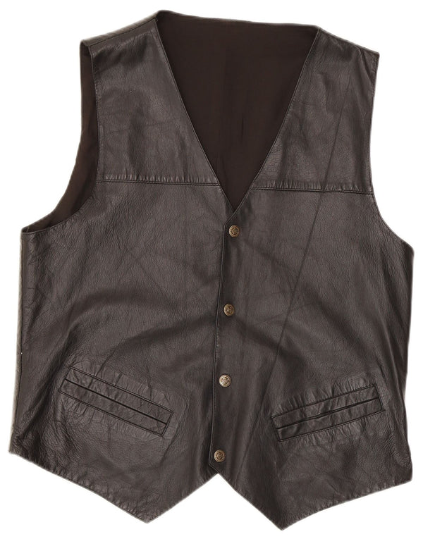 Vintage Herren Lederweste Medium Schwarz