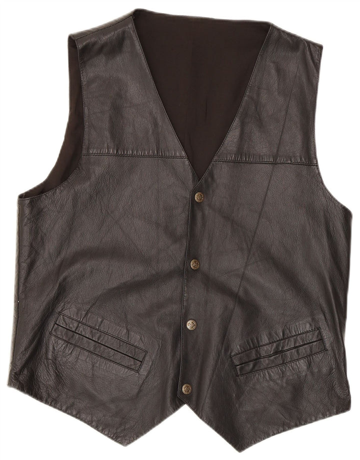Vintage Herren Lederweste Medium Schwarz
