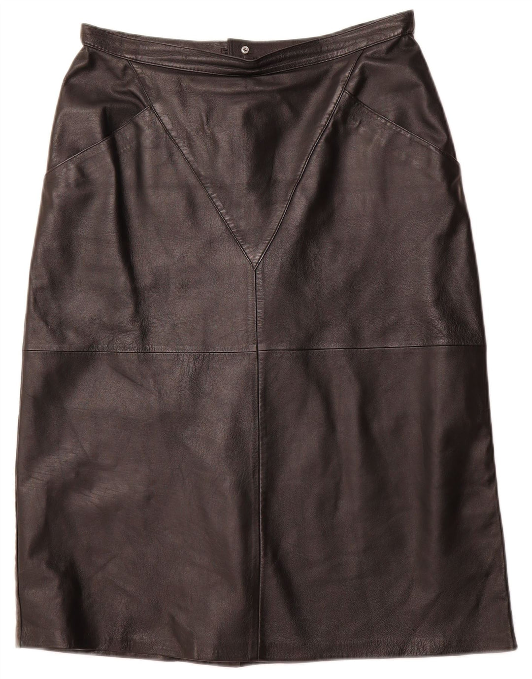 VINTAGE Damen Lederrock IT 44 Medium W32 Schwarz