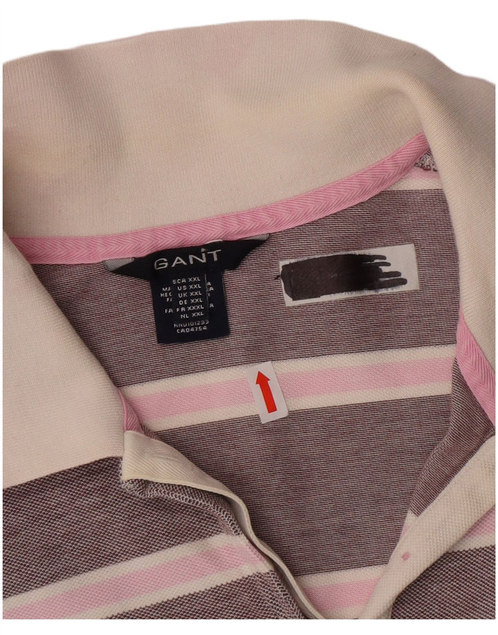 Gant Damen-Poloshirt mit normaler Passform, UK 20 2XL, grau gestreift, Baumwolle, klassisch