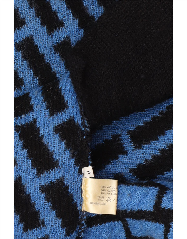 Vintage Damen Longline Oversized Cardigan Pullover UK 14 Mittelblau kariert