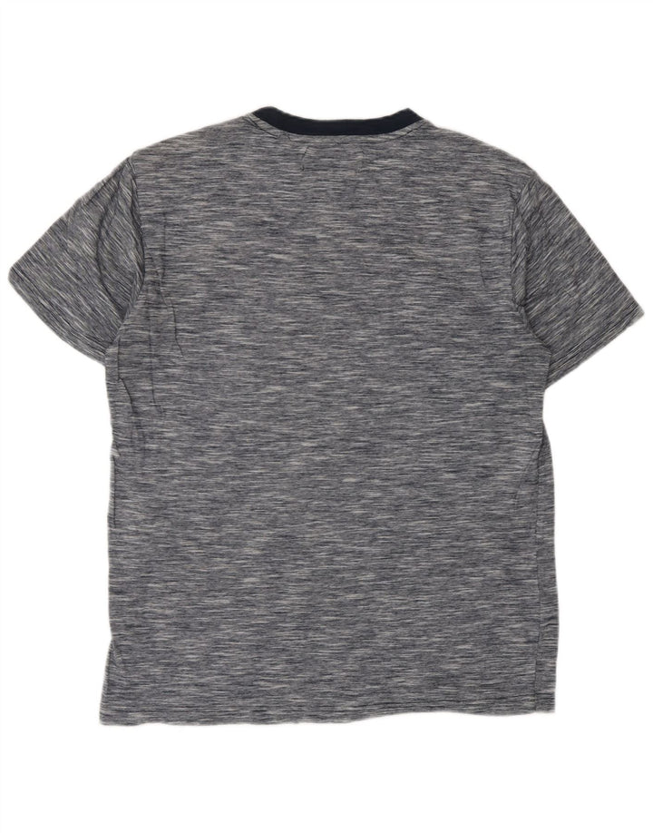 PENGUIN Herren-T-Shirt-Oberteil aus mittelblauer, gesprenkelter Baumwolle