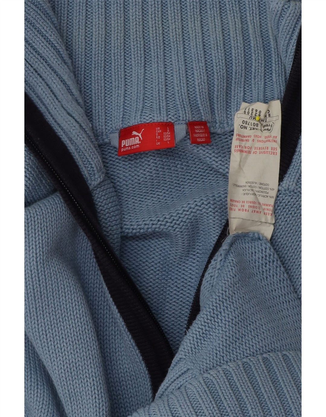 Puma Herren-Strickjacke, groß, blaues Acryl