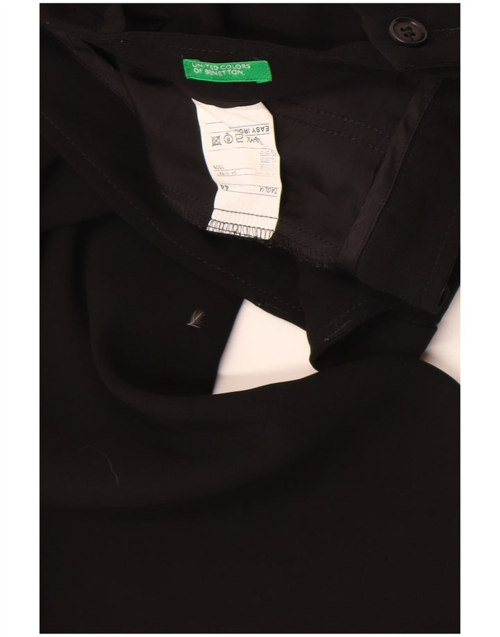 Benetton Damen Bootcut Chino Hose IT 44 Medium W28 L32 Schwarz Polyester