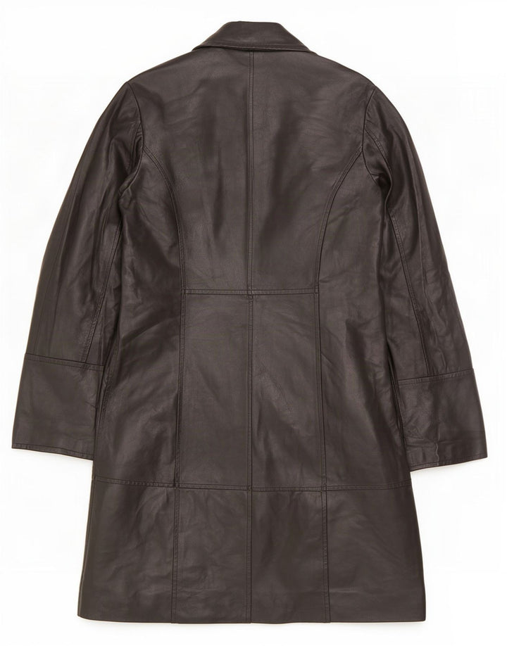 Vintage Damen Ledermantel UK 14 Medium Schwarz