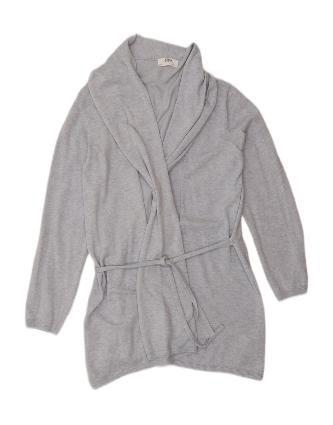 Zara Damen Longline-Cardigan-Pullover UK 14 Mittelblaue Viskose