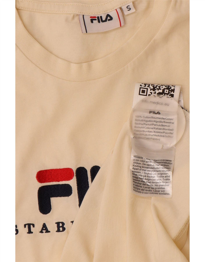 Fila Herren Grafik T-Shirt Top Small Beige Baumwolle