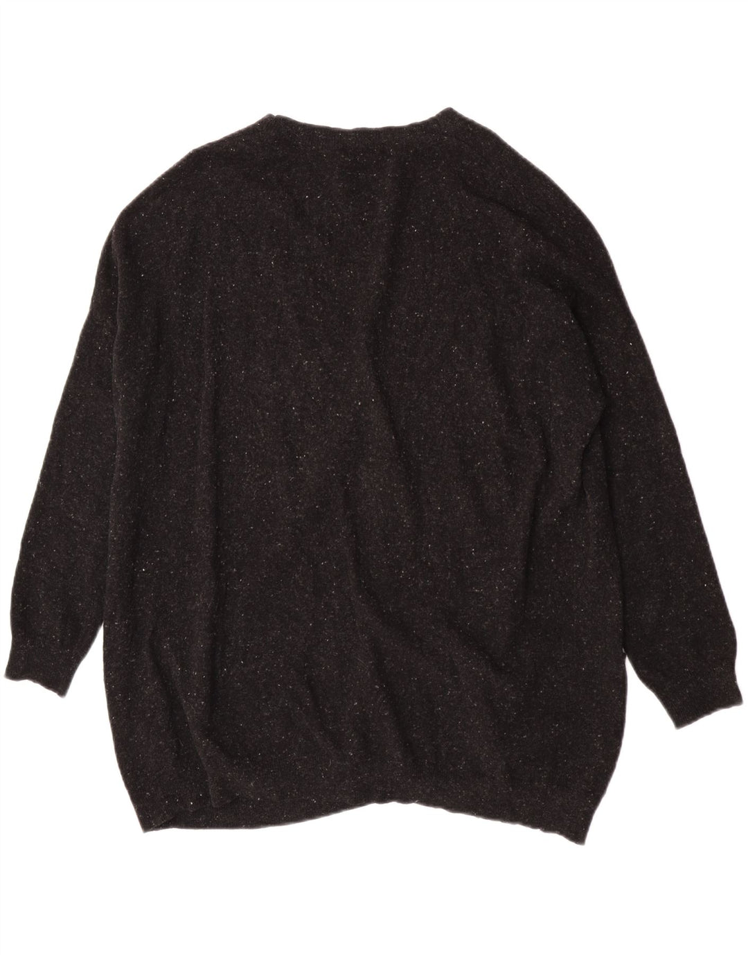 Cos Damen-Strickjacke in Übergröße, Gr. 10, Größe S, schwarz gesprenkelte Wolle