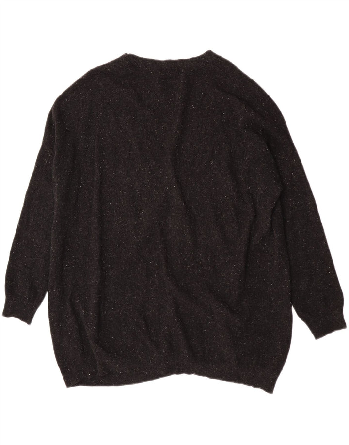 Cos Damen-Strickjacke in Übergröße, Gr. 10, Größe S, schwarz gesprenkelte Wolle