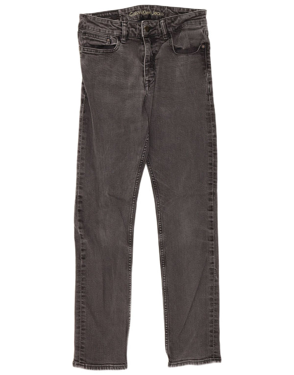 Calvin Klein Damen Slim Fit Slim Jeans W28 L30 Graue Baumwolle