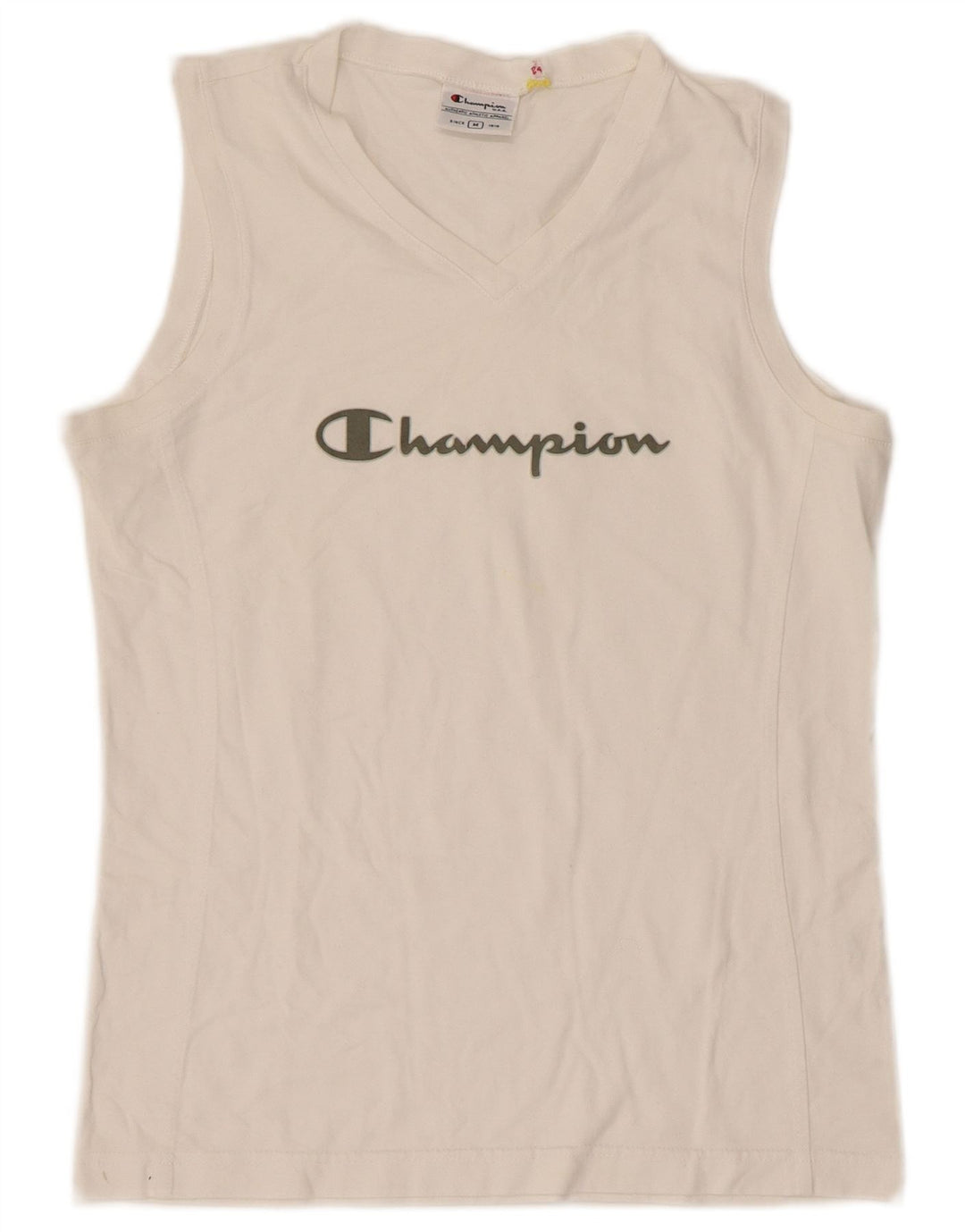 Champion Womens Graphic Vest Top UK 12 Mittelweiße Baumwolle