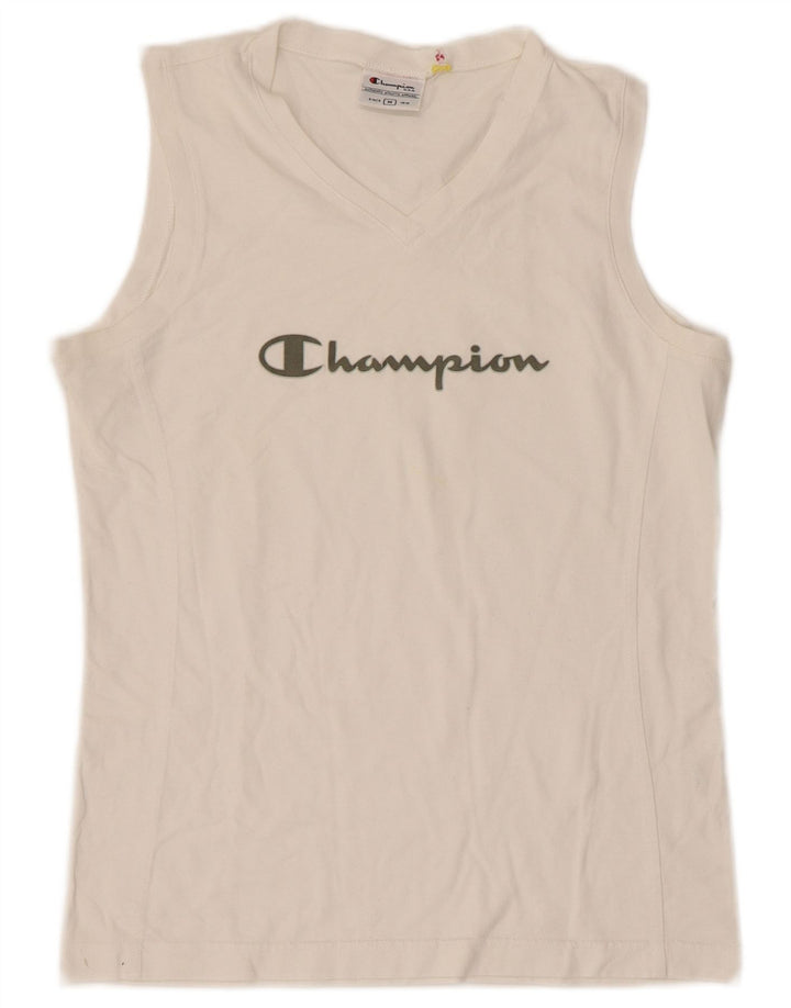 Champion Womens Graphic Vest Top UK 12 Mittelweiße Baumwolle