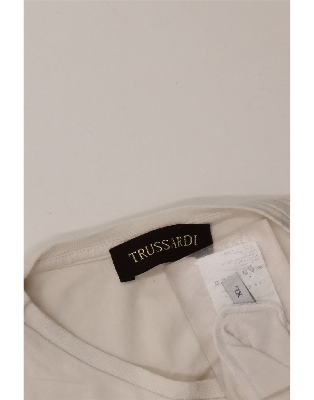 TRUSSARDI Damen Grafik-T-Shirt-Oberteil UK 18 XL Weiße Baumwolle