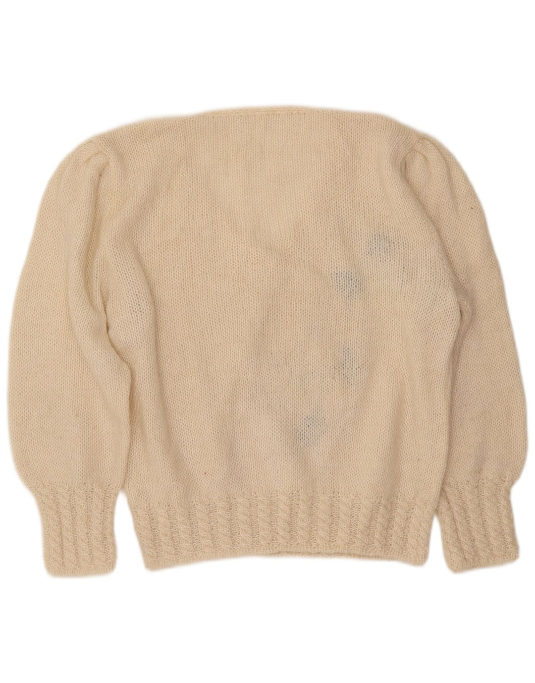 VINTAGE Damen V-Ausschnitt Pullover Pullover UK 16 Large Off White Floral