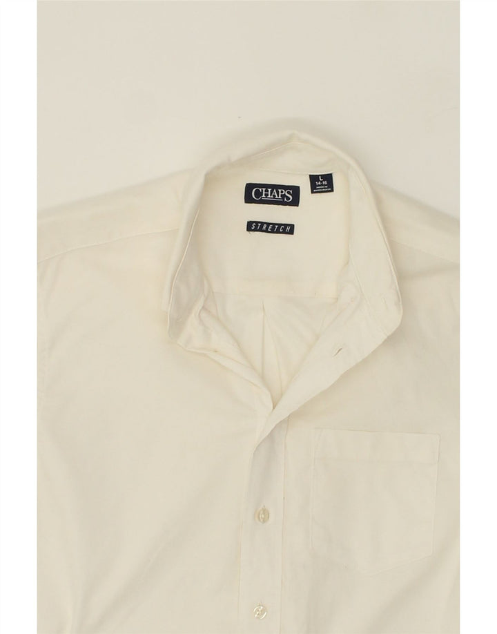CHAPS Boys Stretch Short Sleeve Shirt 14-15 Years Large  White Cotton Vintage Chaps and Second-Hand Chaps from Messina Hembry 