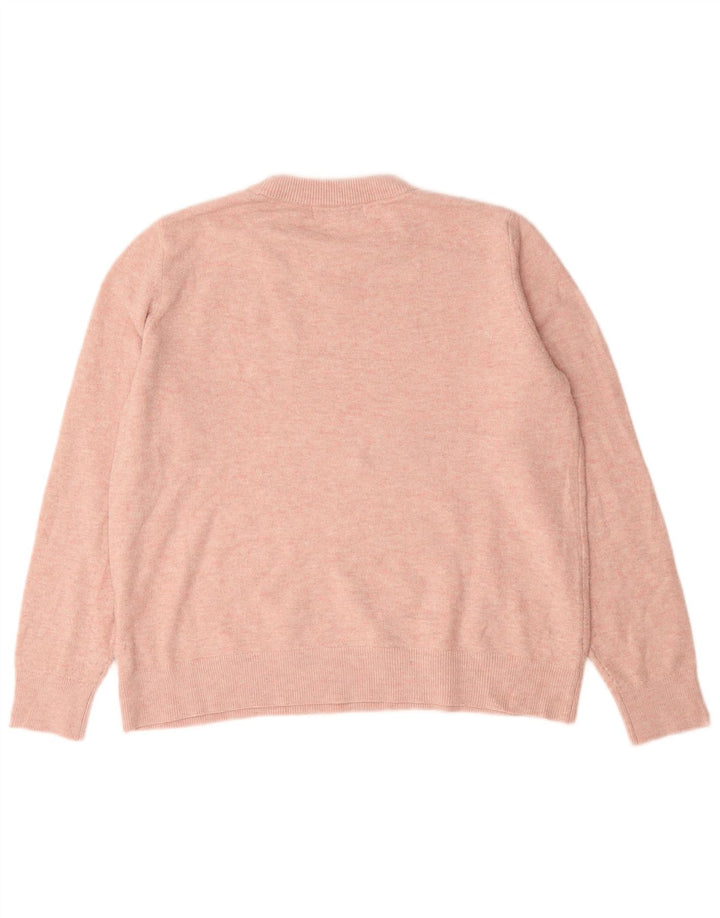 Marks & Spencer Damen-Pullover mit Rundhalsausschnitt, UK 14, Mittelrosa, Polyester