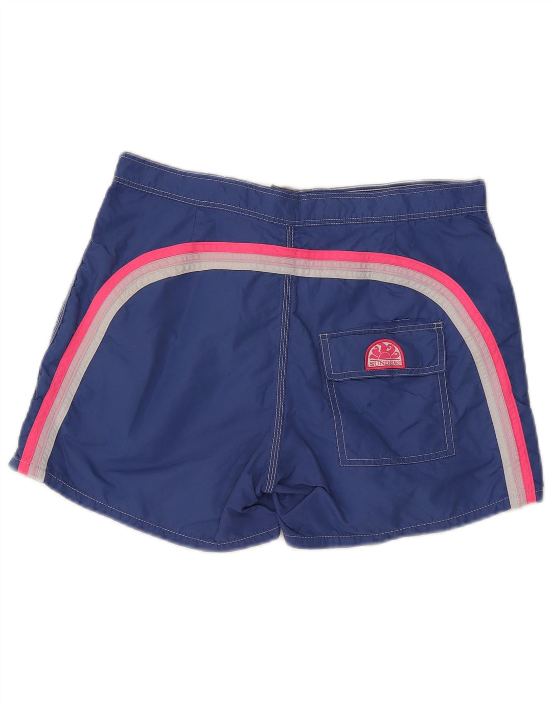 Sundek Herren-Badeshorts aus mittelblau gestreiftem Nylon