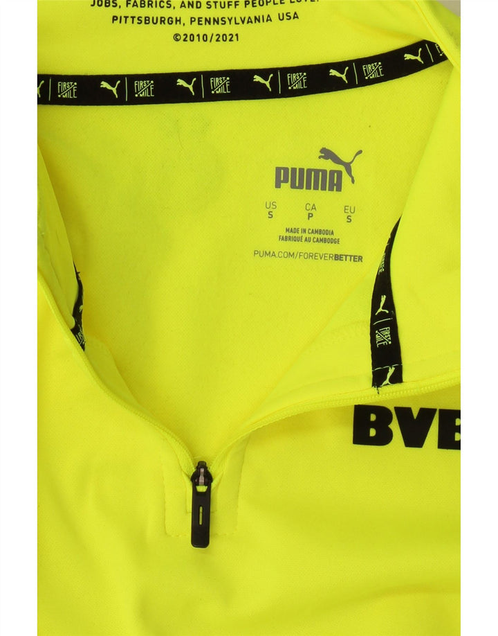 PUMA Mens BVB Dortmund Zip Neck Pullover Tracksuit Top Small Yellow