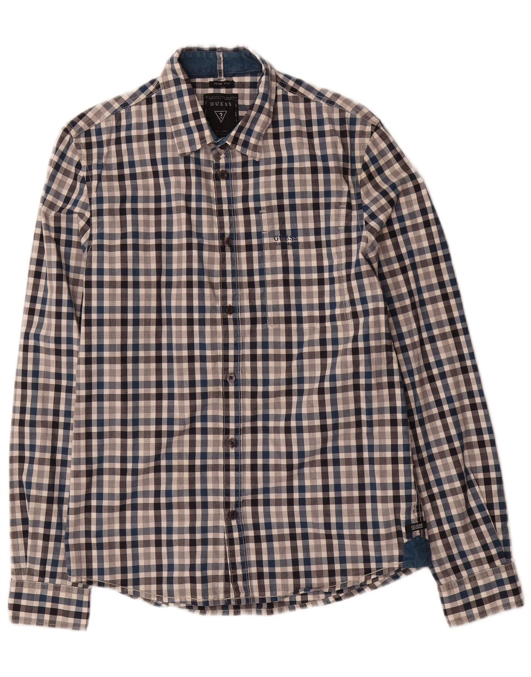 Guess Slim-Fit-Hemd für Herren, klein, mehrfarbig, Gingham-Baumwolle