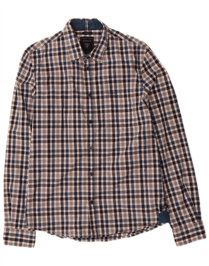 Guess Slim-Fit-Hemd für Herren, klein, mehrfarbig, Gingham-Baumwolle