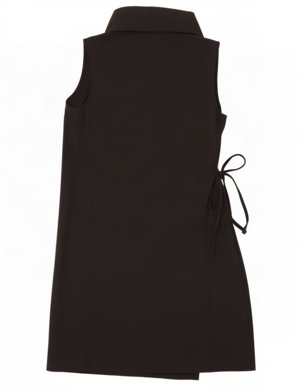 Zara Damen Ärmelloses Wickelkleid UK 10 Small Schwarz Viskose